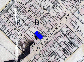 The Primitive Methodist Chapel shown in blue on this map of 1901